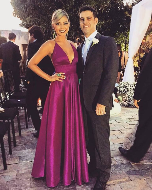 SSR0308,Spaghetti straps hot pink evening dresses prom dress long satin