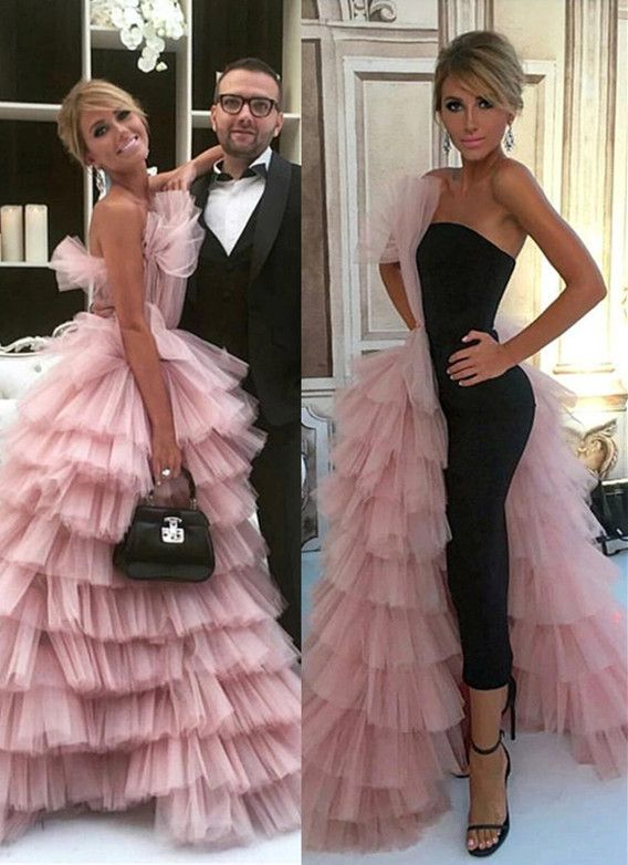 SSR1747,Light Pink Tulle Designer Mermaid Long Glamorous Layer Evening Dress