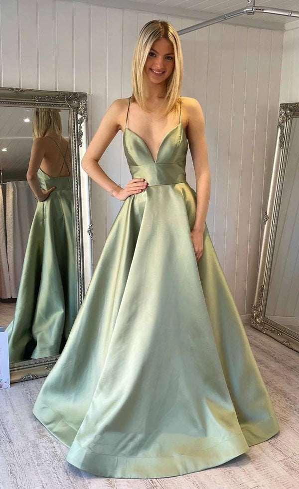 SSR1605,Spaghetti Straps A-Line Long Prom Evening Dresses,Mint Green Prom Formal Dress