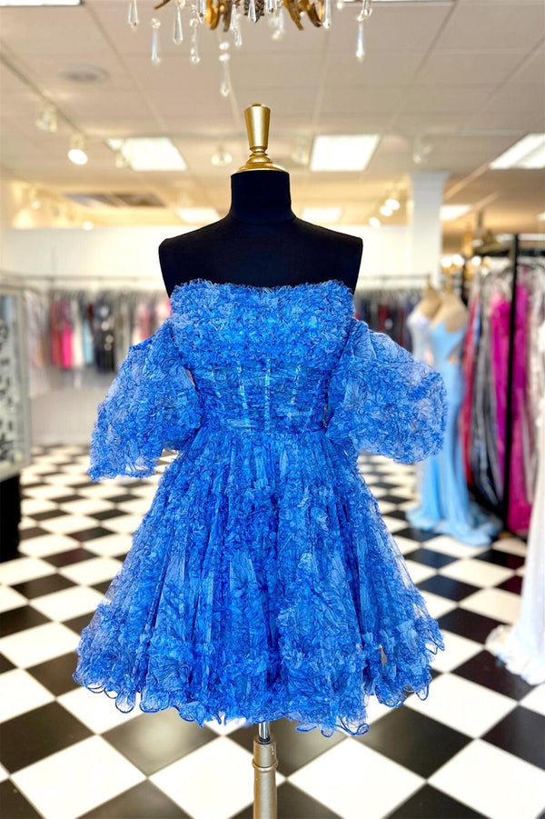 New Arrival Floral Print Ruffles A-Line Homecoming Dress