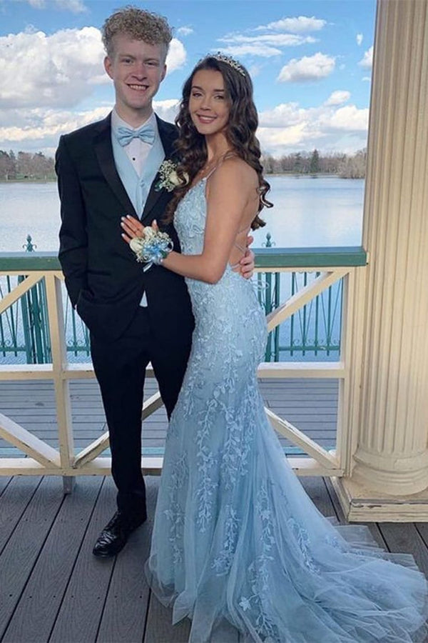 SSR0944,Blue Mermaid Prom Dress, Popular Long Prom Dress with Appliques
