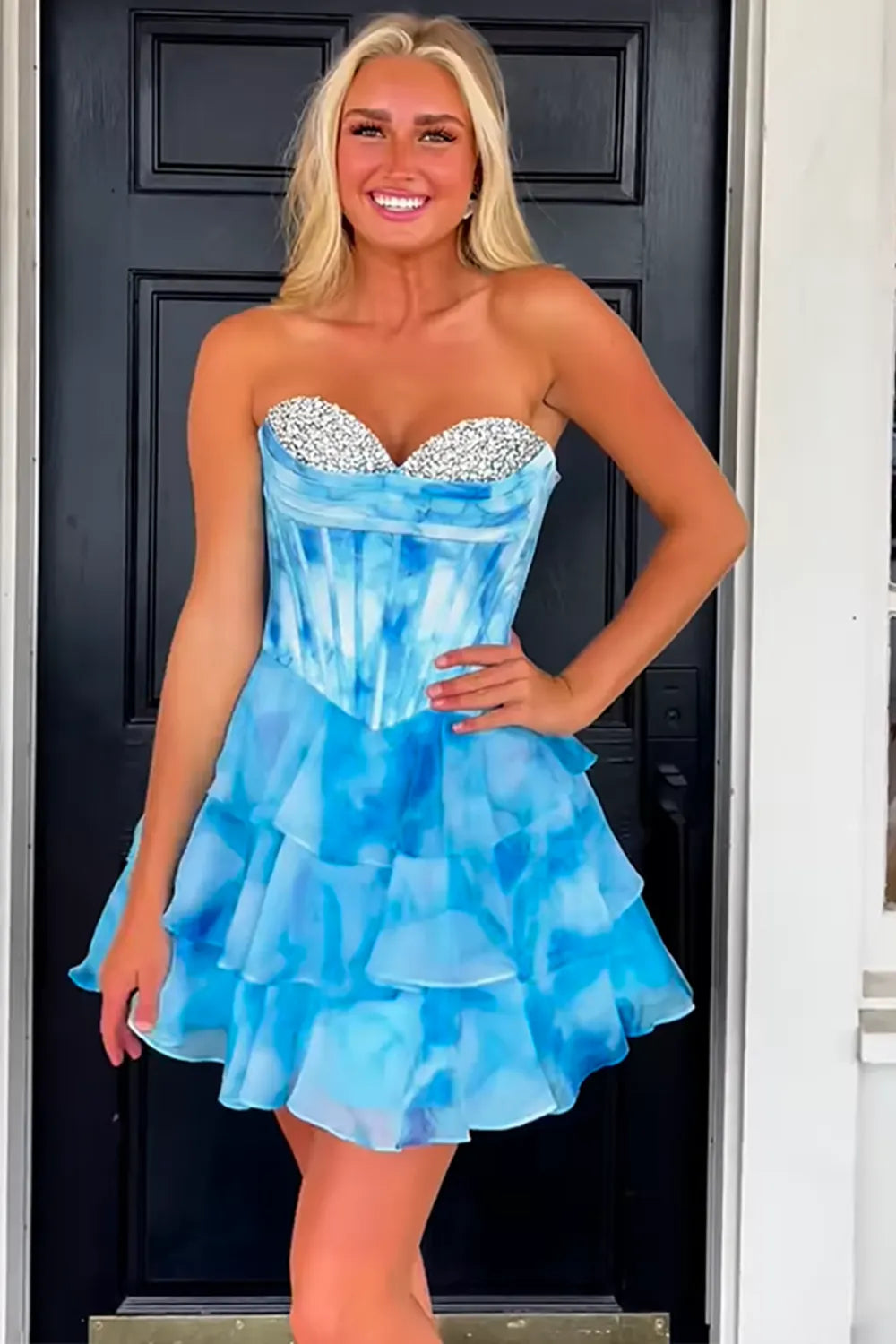 Cute A Line Sweetheart Pink Short Homecoming Dress with Beading, SSR1229