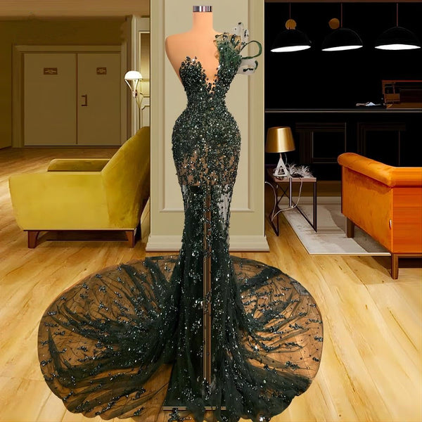 SSR1703,Luxury See Through Beaded Prom Dresses, Bodycon Sexy Prom Evening Dress