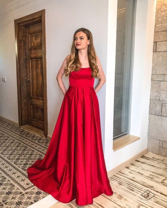 SSR0934,Red A-Line Prom Dresses,Red Evening Dresses