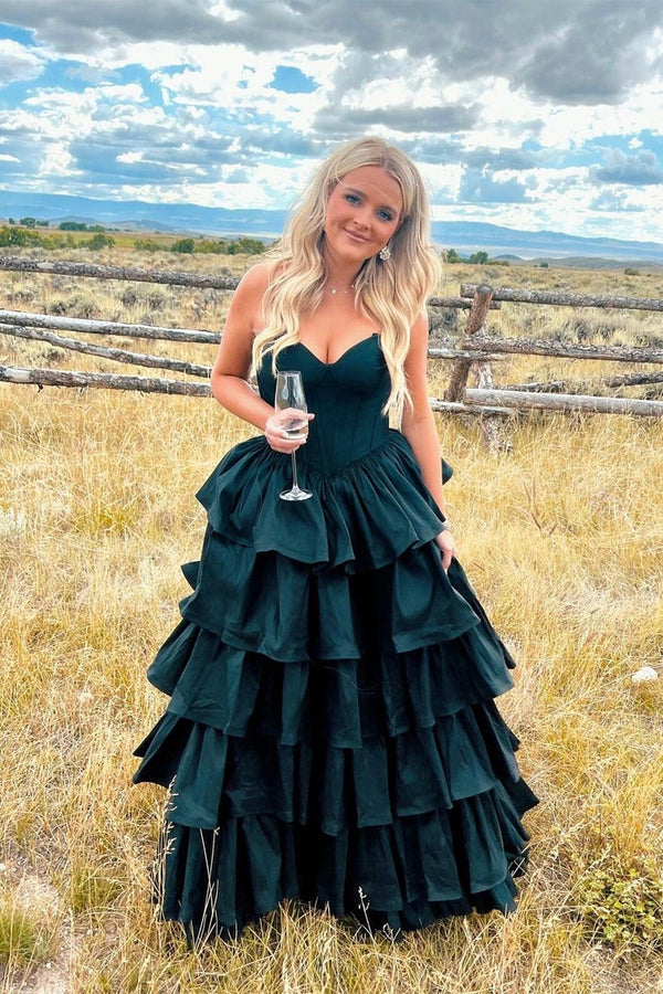 Sweetheart Fuchsia Ruffles A-line Formal Dress