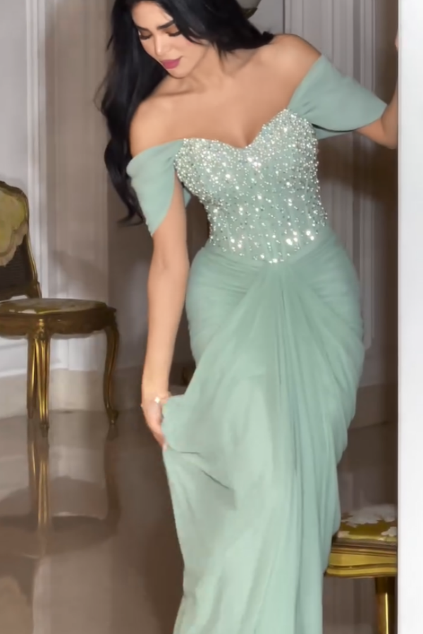 Shining Beaded Off-The-Shoulder Chiffon Prom Dress ssr0255