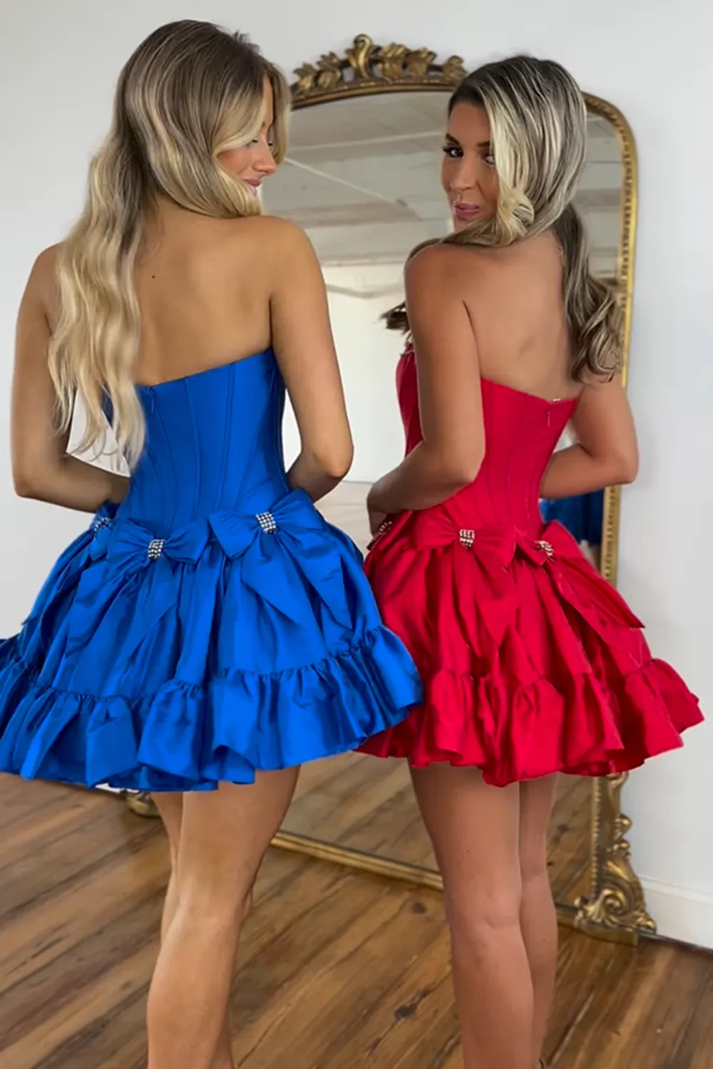Cute A Line Strapless Hot Pink Short Homecoming Dress with Beading, SSR1227
