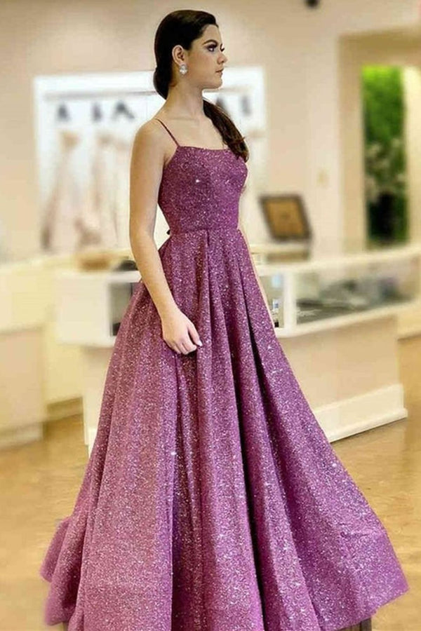 SSR0960,Stylish Backless Purple Sequins Long Prom Dress Purple Long Formal Evening Dresses