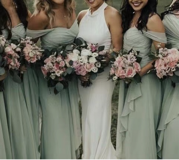 SSR1175,Mint Green Bridesmaid Dresses,Chiffon Bridesmaid Dress,Pleated Wedding Party Dresses