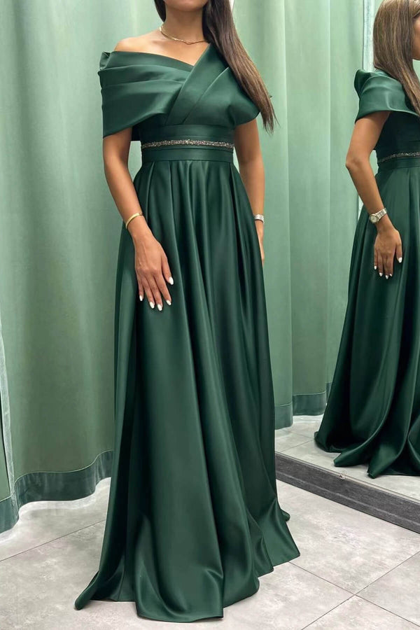 Elegant Off-the-Shoulder Long Evening Dress Pleated On Sale ED0170