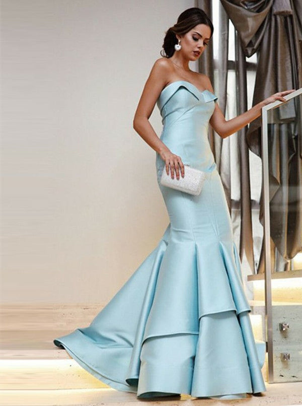 SSR0357,Off the shoulder mermaid prom dresses light blue party dress ruffles long prom dress
