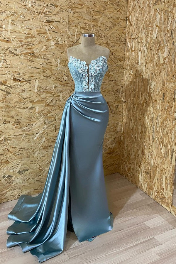 Sleeveless Appliques Mermaid Evening Dress With Split PD0793