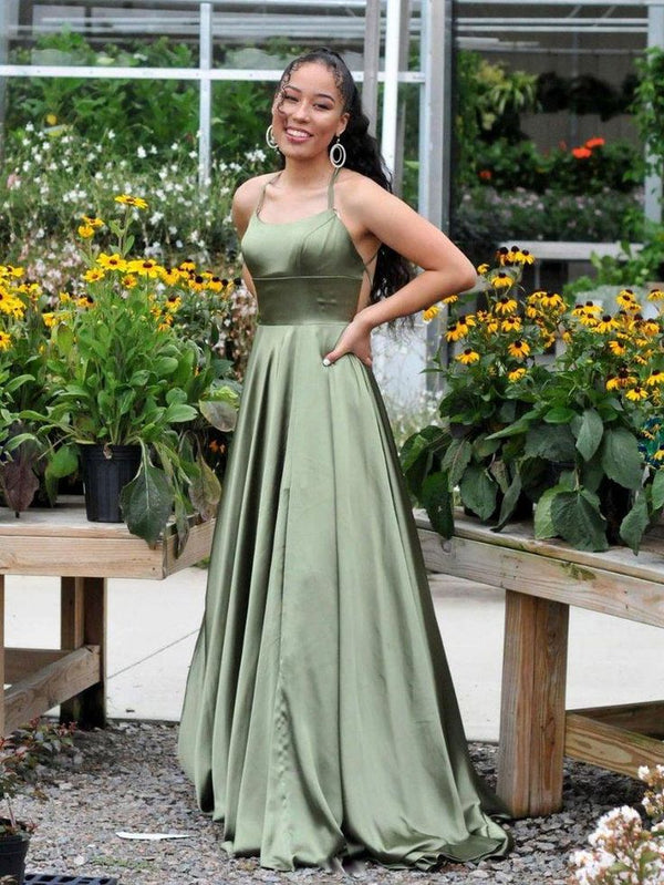 SSR0936,Simple green cross back prom dresses satin evening dress
