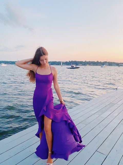 SSR1242,Simple Purple Halter Prom Evening Dresses,High Low Beach Holiday Dress