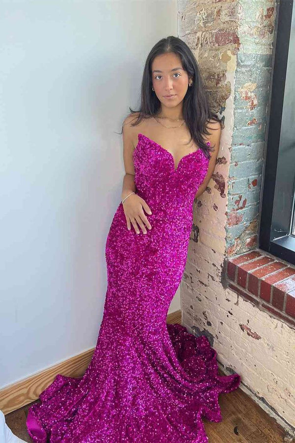 SSR1262,Sweetheart Sequins Mermaid Long Formal Dress, Sleeveless Bodycon Prom Evening Dresses
