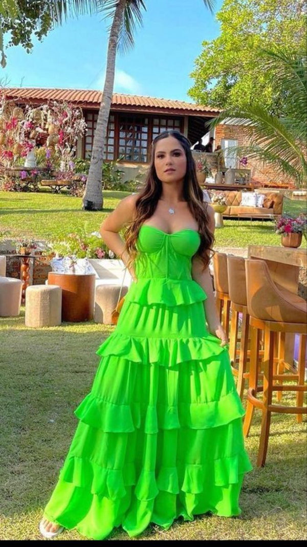 SSR1210,Sweetheart Green A-Line Prom Dresses,Floor Length Ruffles Evening Gown