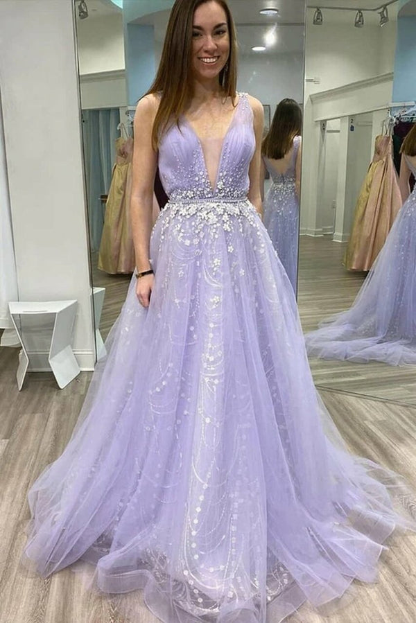 SSR0917,Charming lavender prom dress a-line tulle evening party dresses