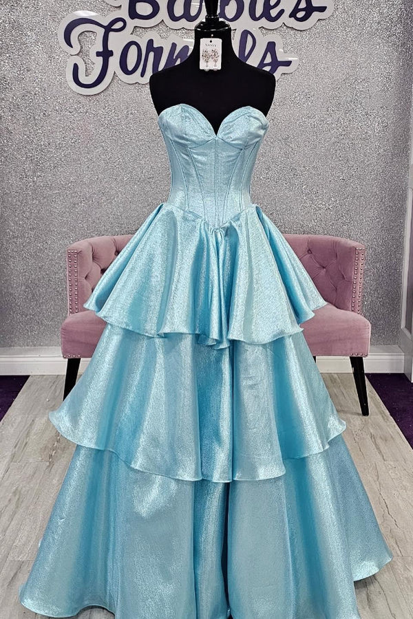 Royal Blue Strapless Corset A-line Long Formal Dress