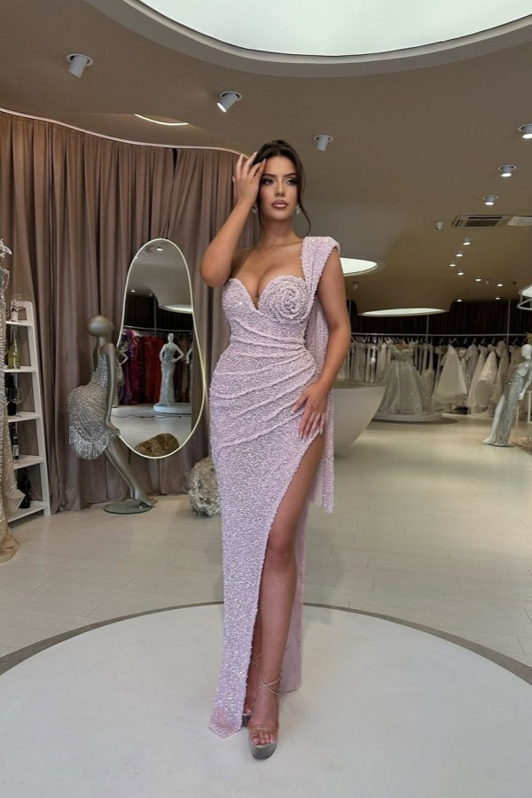 Sequins One-Shoulder Fashion Split Prom Dress ssr0311