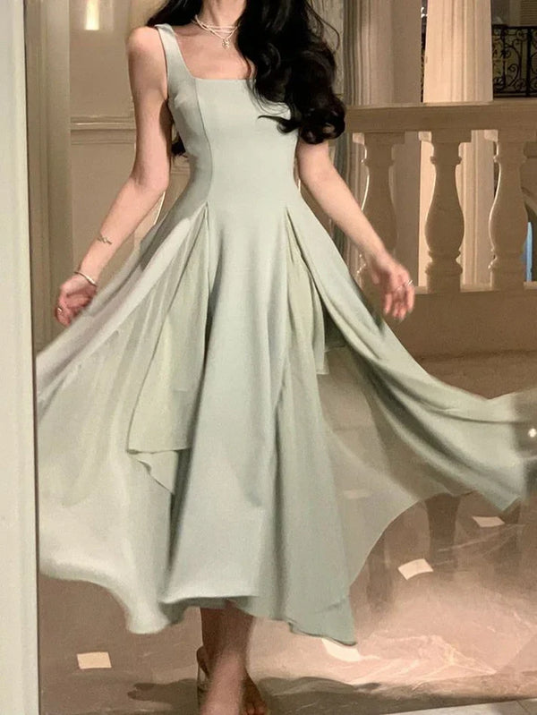 Elegant Sleeveless Female A-line Dress Summer Ladies Evening Party Dress Formal Dress