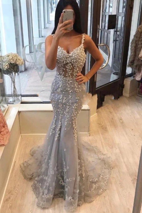 SSR0742,Unique Spaghetti Straps Mermaid V-Neck Prom Dresses