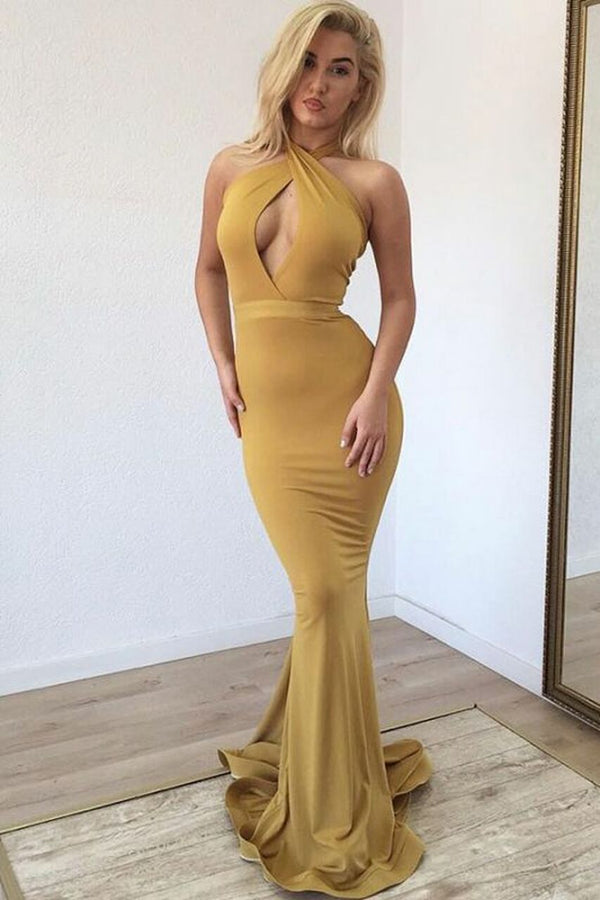 SSR0606,Sexy cross neck mermaid long prom evening dresses