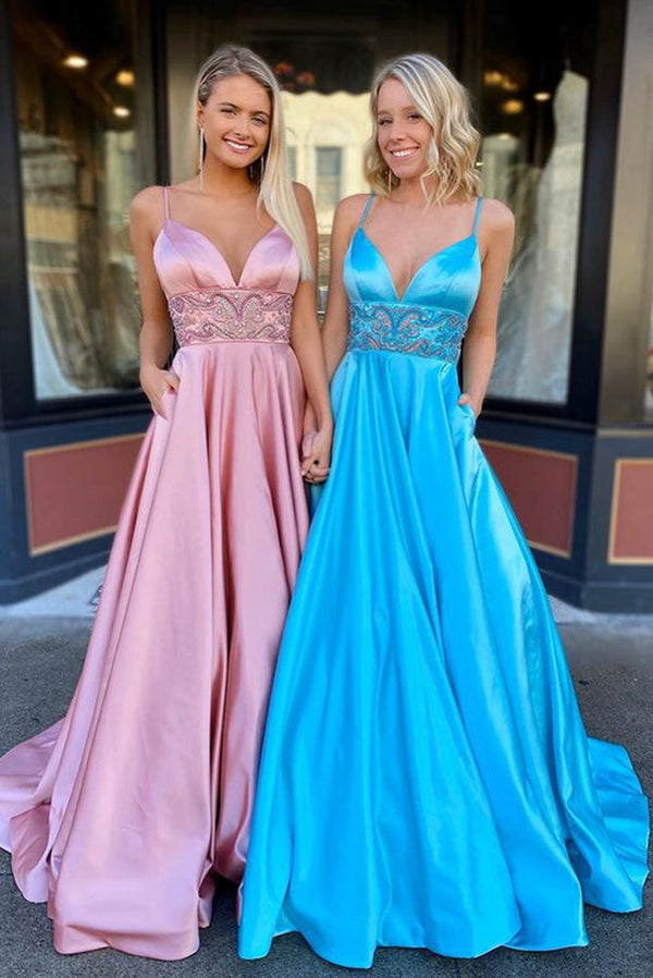 SSR0914,Cute beaded a-line prom dresses,spaghetti straps prom evening ball gown