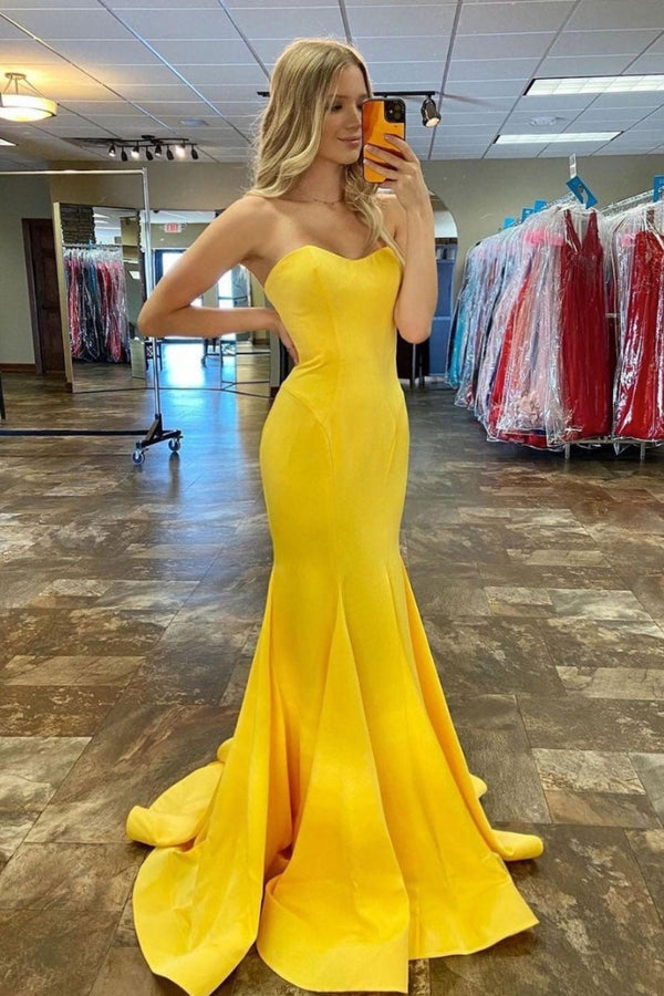 SSR0065,Mermaid prom dress yellow evening prom dresses