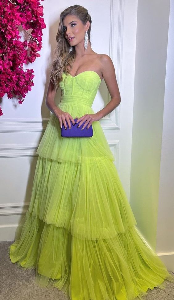 SSR1224,Green sweetheart a-line tulle long prom formal dresses