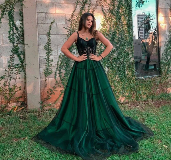 SSR0894,Sexy Spaghetti Straps Green Tulle Prom Dresses with Appliques Lace