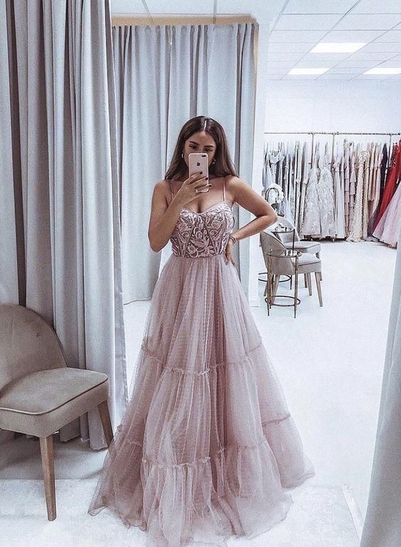 SSR0031,Stylish tulle sweetheart neck long prom dress