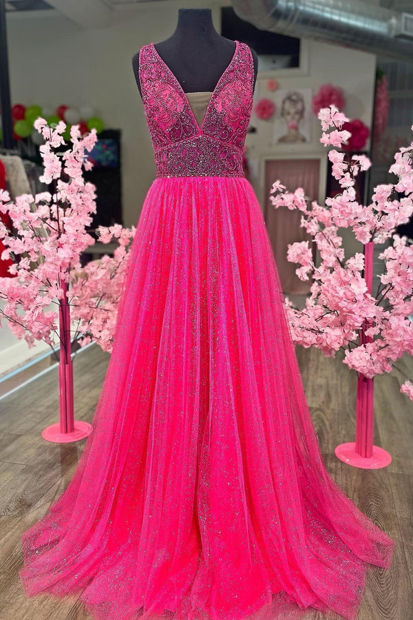Elegant A-line Beaded Long Formal Dress