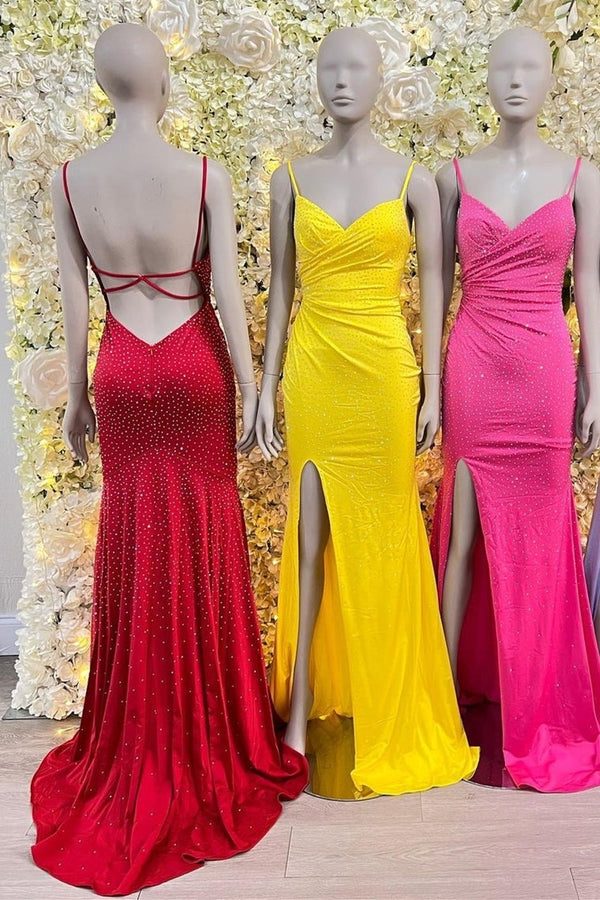 Elegant Beaded Mermaid Straps Long Formal Dress