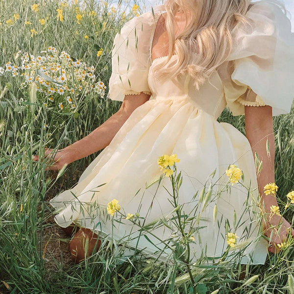 SSR1281,Pastel Yellow Organza Homecoming Dresses,Cute Hoco Dress