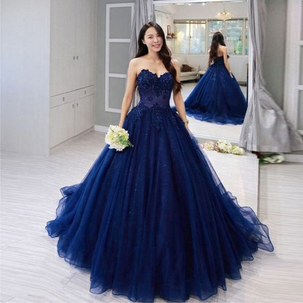 SSR1644,Blue Prom Dresses,Sweetheart Evening Ball Gown,Sleeveless Blue Sweet 16 Dress