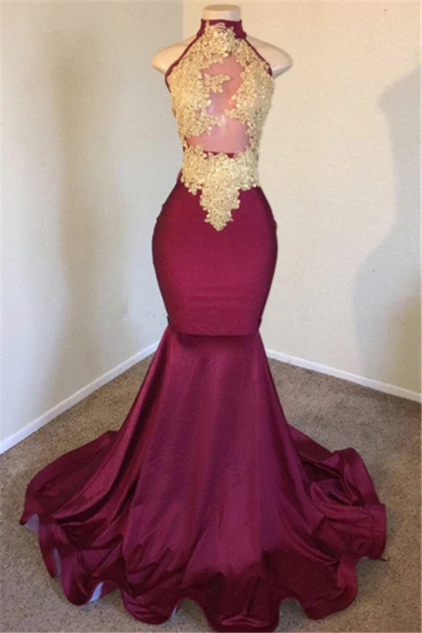 High-neck Mermaid Sleeveless Elegant Evening Dresses,SSR1167
