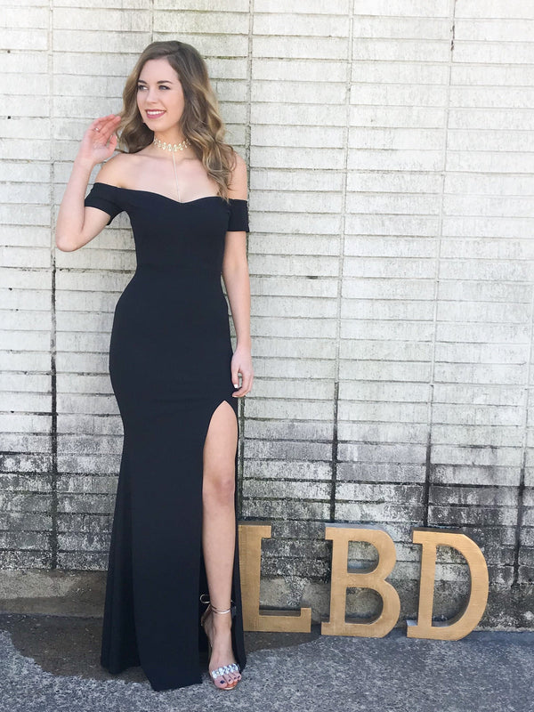 SSR0317,Mermaid black off the shoulder long prom dresses
