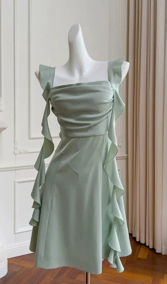 Sage Green Short Prom Dress Charming Evening Party Dress Homecoming Dress