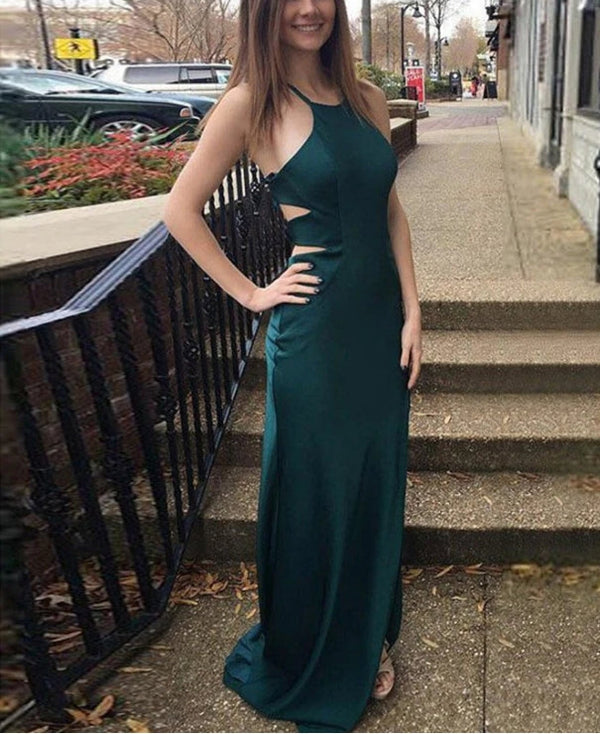 Stunning Satin Prom Dresses Open Back Sheath Prom Gowns Party Dress Formal Dress