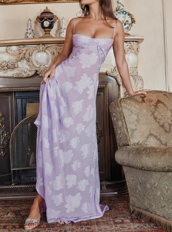 Lilac Spaghetti Straps Elegant Long Party Dress Charming Evening Dress Formal Dress