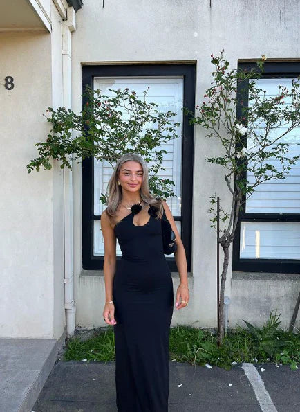 Classy Black Pary Dress One Shoulder Simple Evening Dress Charming Formal Dress