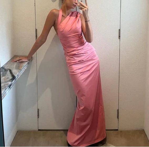 Pink Sheath Elegant Long Wedding Guest Dress Elegant Evening Dress Party Dress