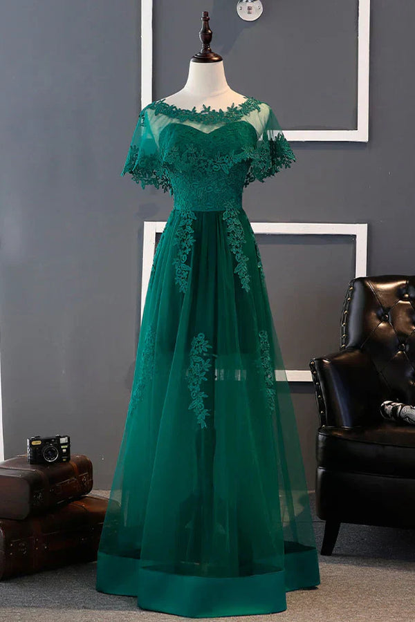 Green tulle lace long prom dress lace bridesmaid dress Elegant Evening Dress Formal Dress
