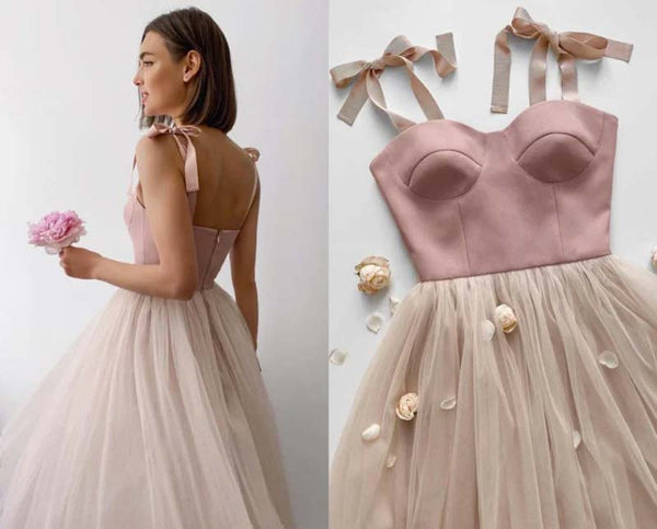SSR1021,Cute pink top champagne skirt sweetheart a-line prom evening dress