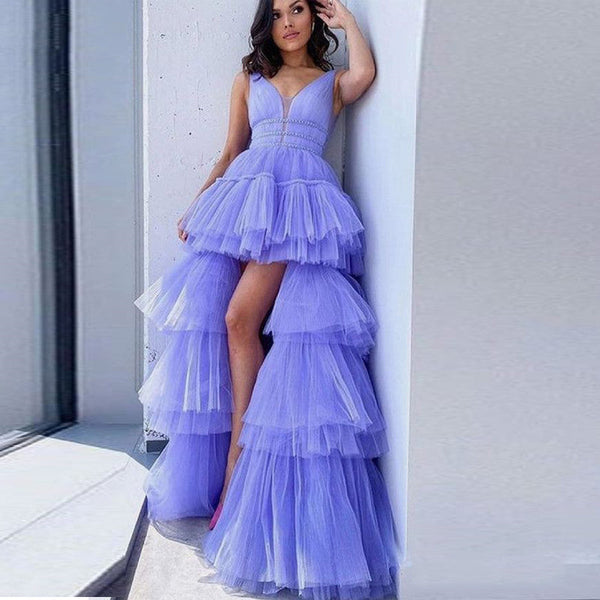 SSR0143,Lilac tulle prom dress layers prom dress evening dress long