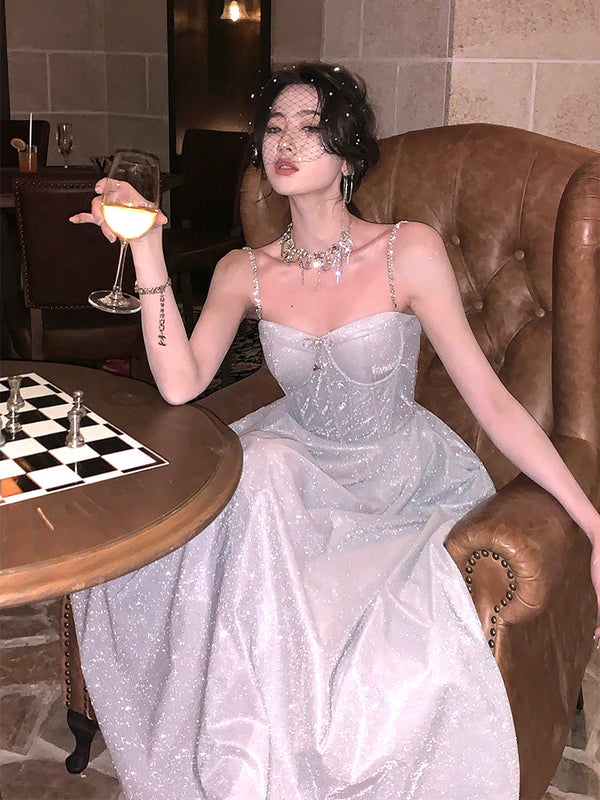 SSR1705, Shining White Tea Length Sweetheart Prom Evening Dresses