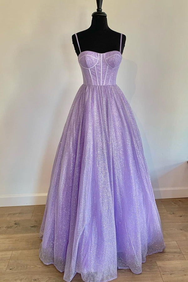 Princess Lilac Straps A-line Long Prom Dress