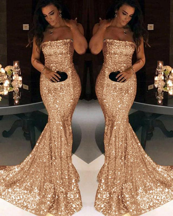 SSR0093,2022 Gorgeous Gold Sequins Mermaid Prom Dresses