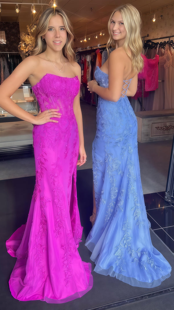 Strapless Appliques Mermaid Prom Dress,SSR1060