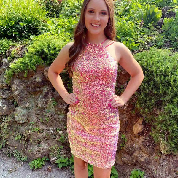 SSR1073,Sexy mermaid halter homecoming event dress